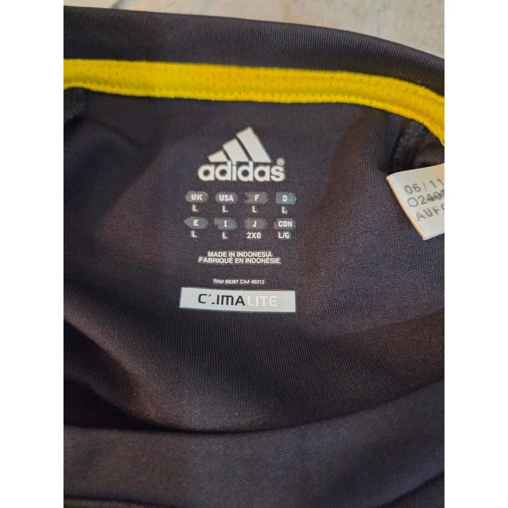 Vintage Adidas Mens Climalite Short Sleeve Athletic Shirt Black Colorblock Large